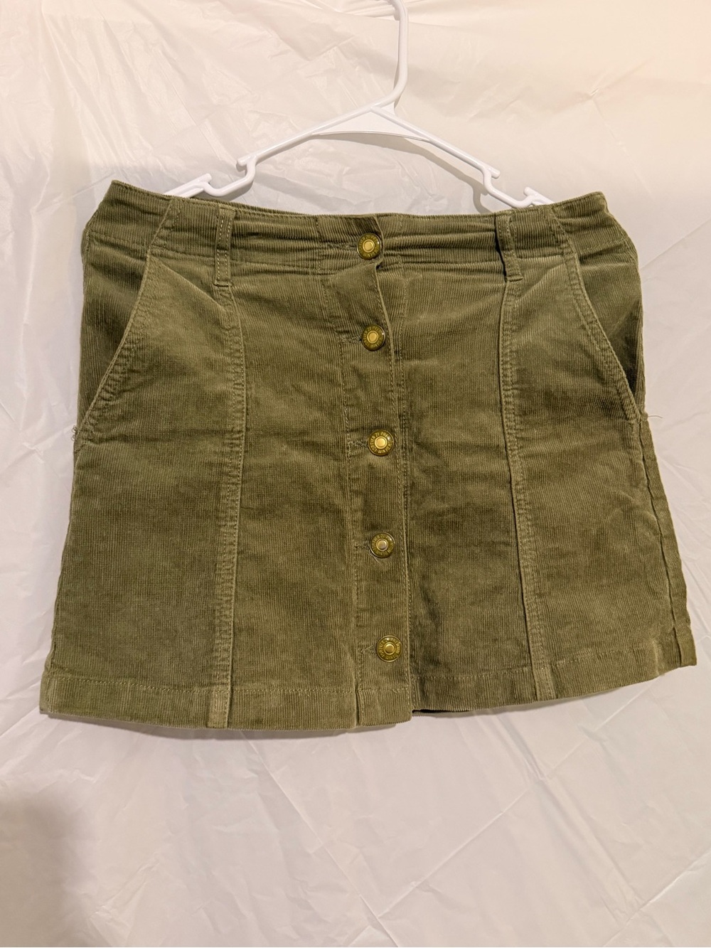 Forever 21 Olive Green Corduroy Button-Front Mini Skirt